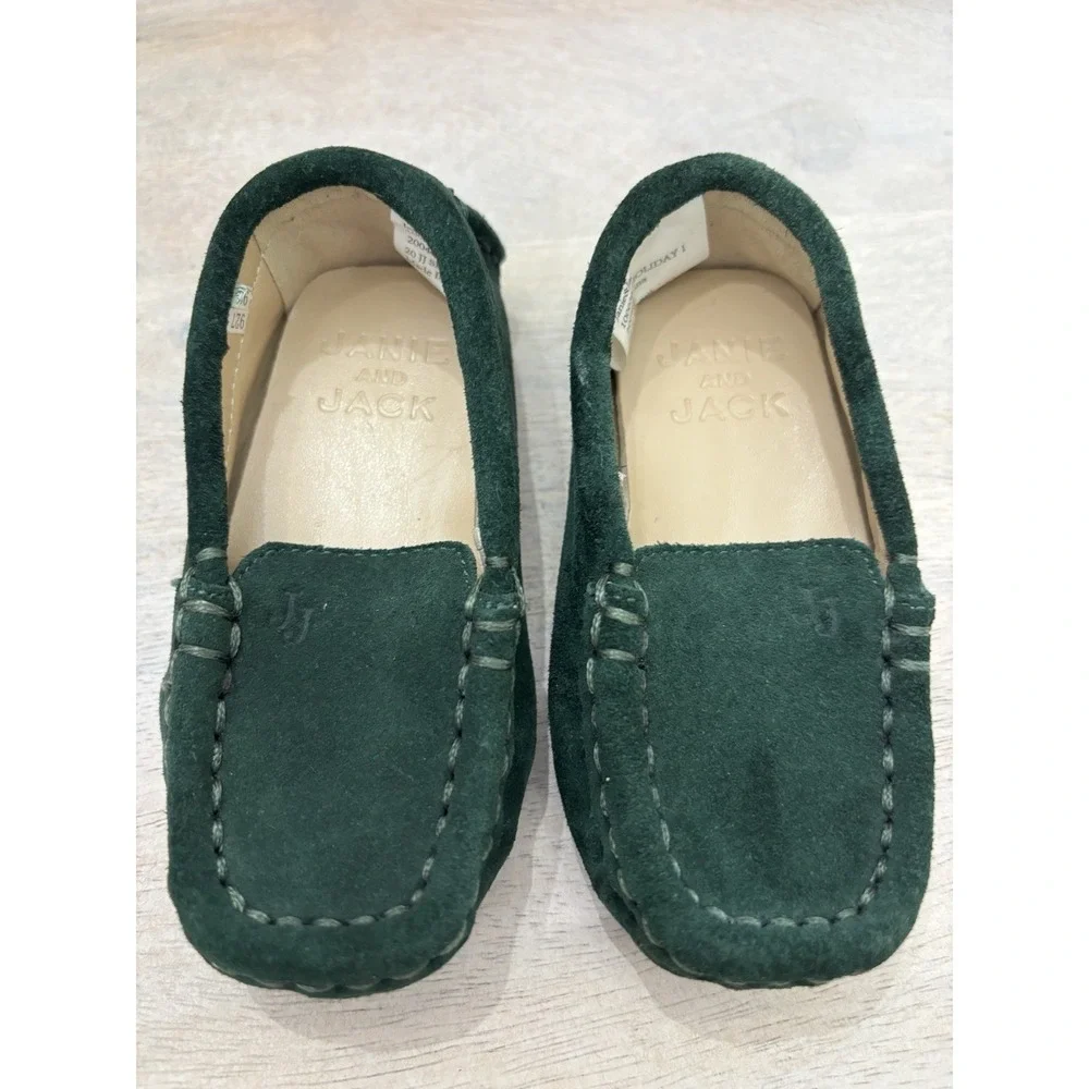 Janie and Jack Toddler Boy Christmas Holiday Dress Shoe Loafers Suade Sz 4 Green